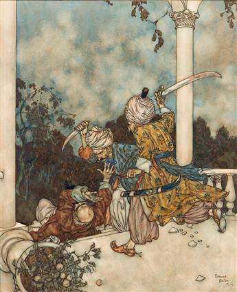 EDMUND DULAC (1882-1953) They overtook him just as he reached the steps of the main porch. [FAIRY TALES / BLUE BEARD]